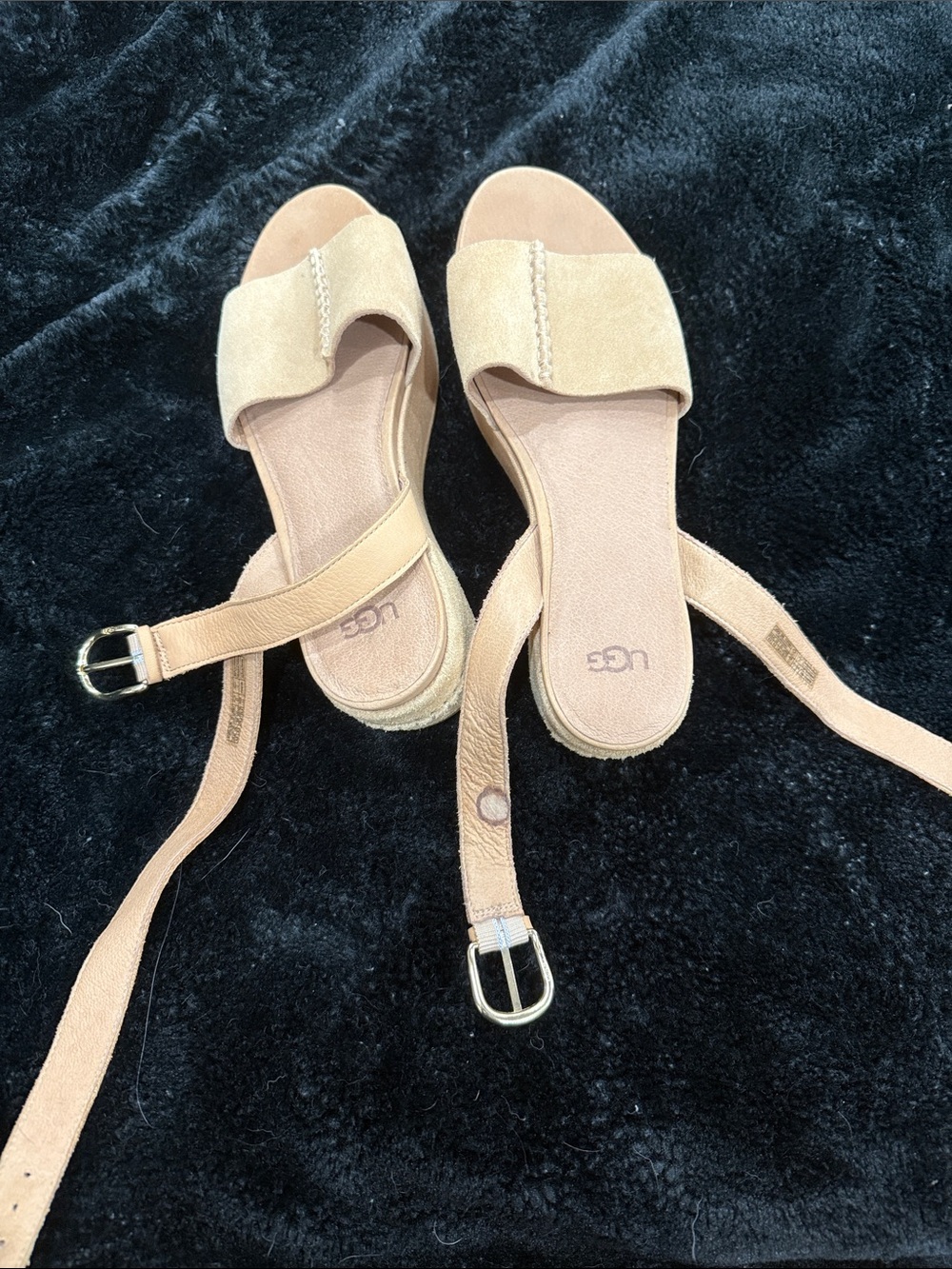 UGG Women's Tan Suede Ankle-Strap Sandals